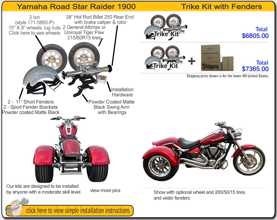 Frankenstin Trike kit for Yamaha Road Star